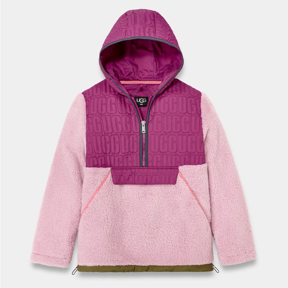 UGG Iggy Sherpa Half Zip Pullover Pink Small